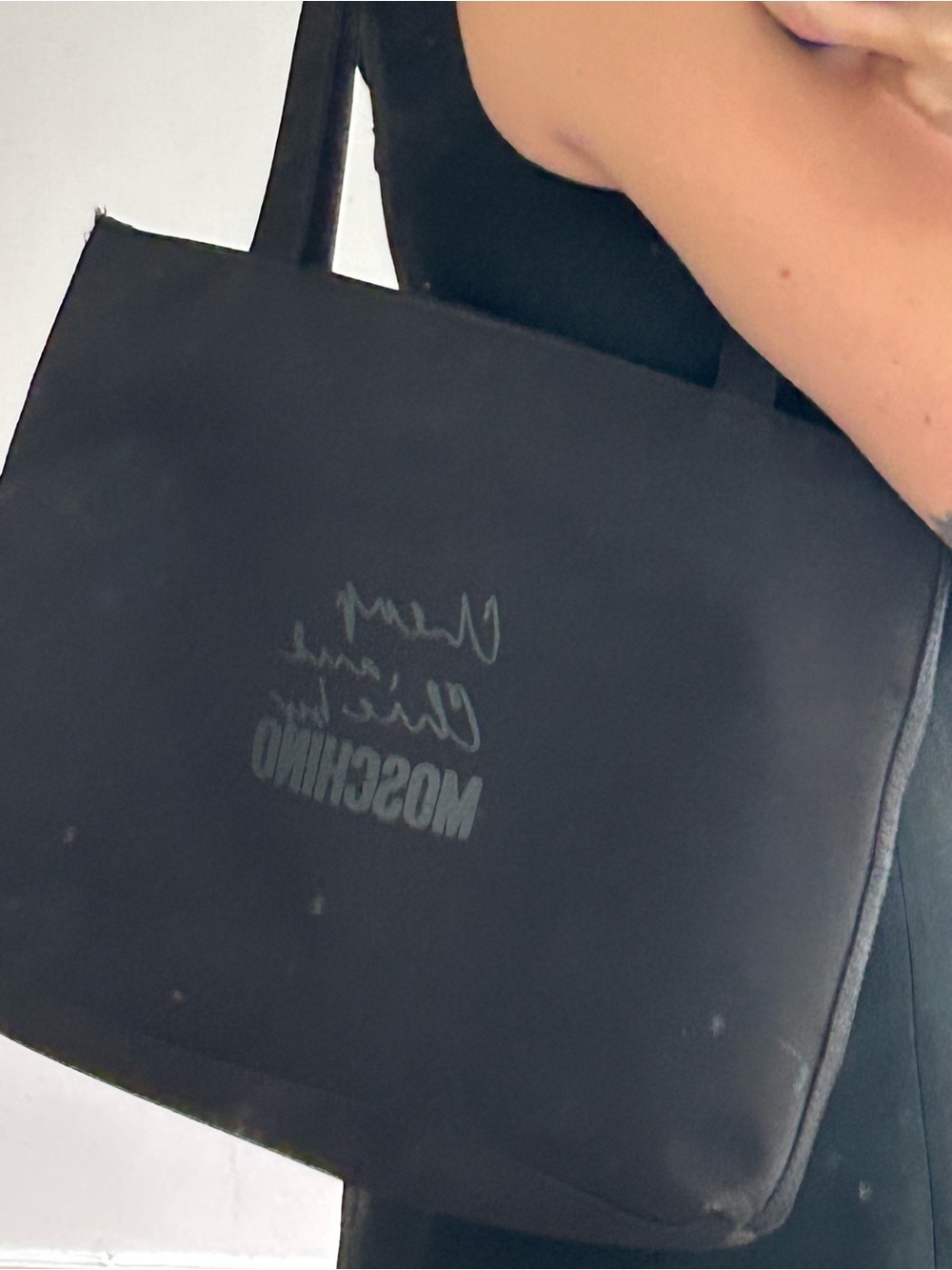 Moschino Black Logo Tote with Subtle Script